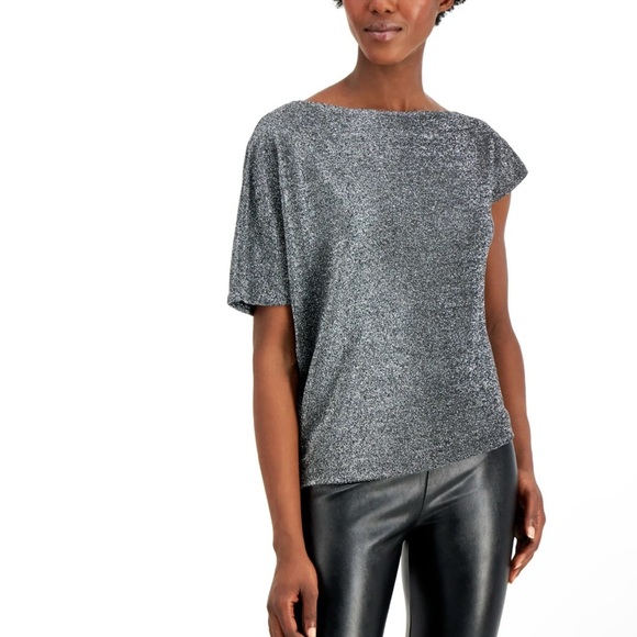 Alfani Tops - Alfani Boatneck Silver short sleeve top size XL EUC